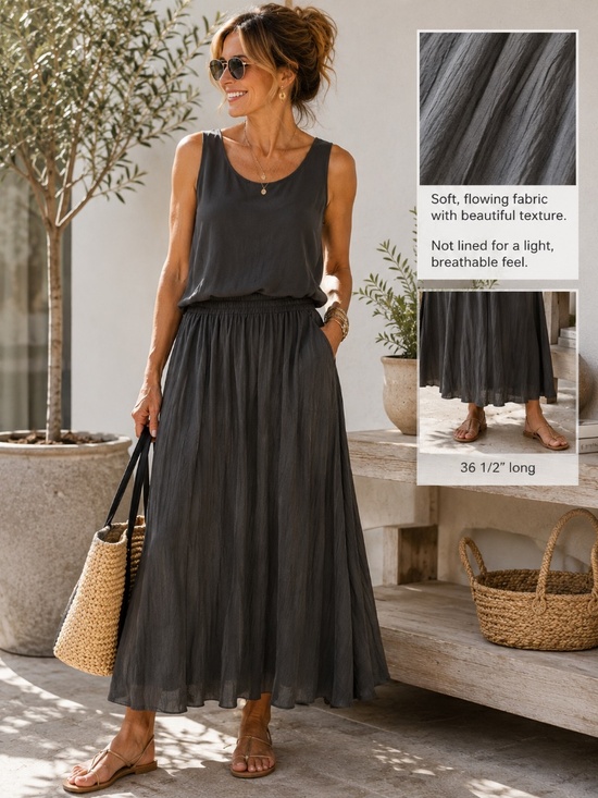 Kaffe Dresses & Skirts - NWT Kaffe Kaevi A-Line Midi Skirt Black Oyster Size 40 - Matching Tank in Closet